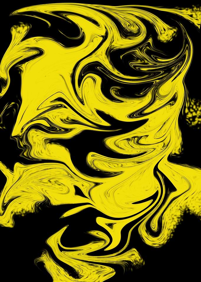 Yellow Abstract Face on Black