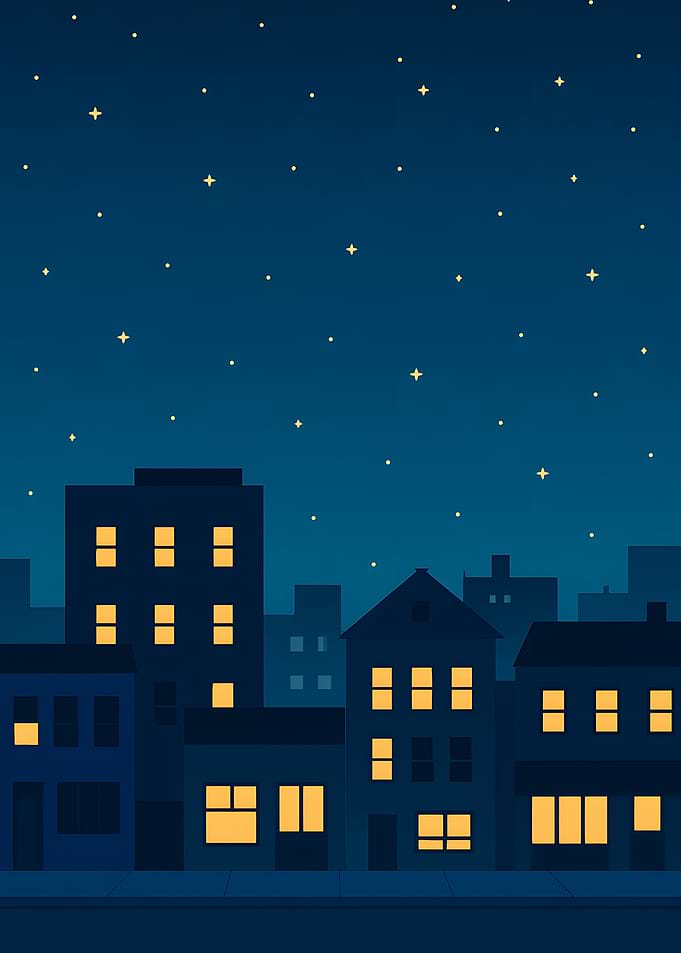 Night Cityscape with Stars