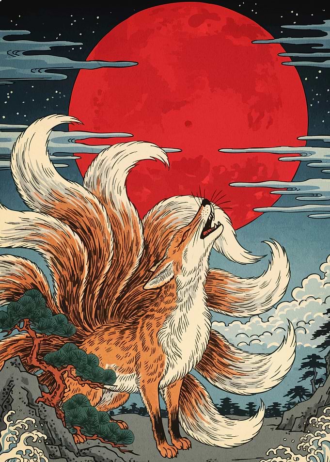Nine-tailed Fox Howling Moon