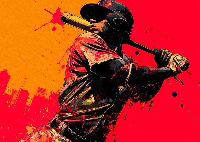 Baseball Player in Action Art