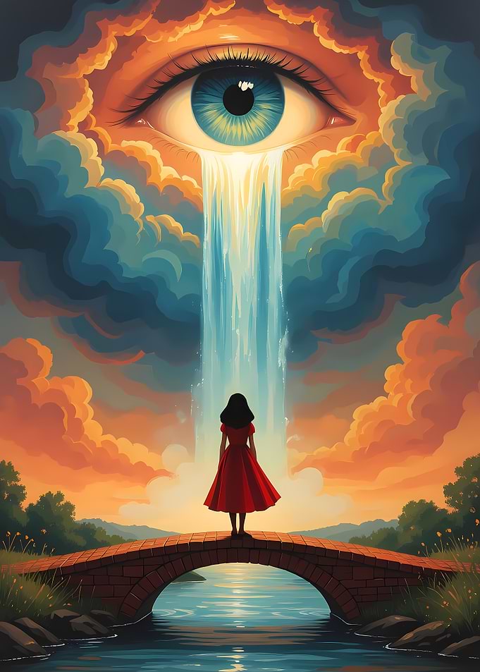 Surreal Eye Waterfall Landscape