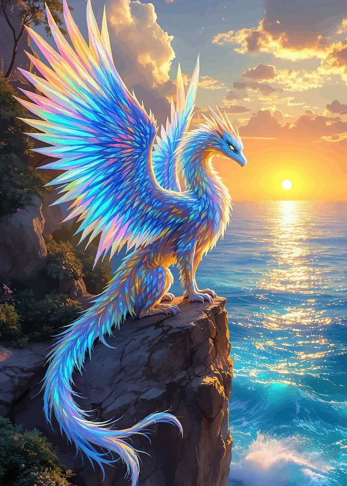 Iridescent Dragon Cliff Sunset