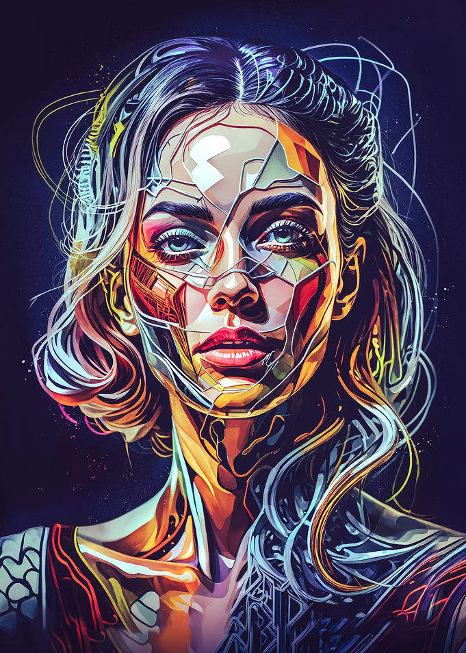 Vintage Futuristic Portrait of a Woman