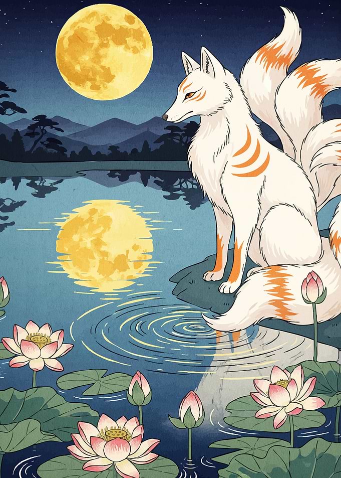 Nine-tailed fox lotus pond