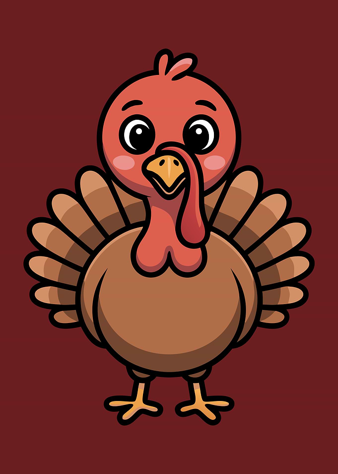 Cute Cartoon Turkey Illustration