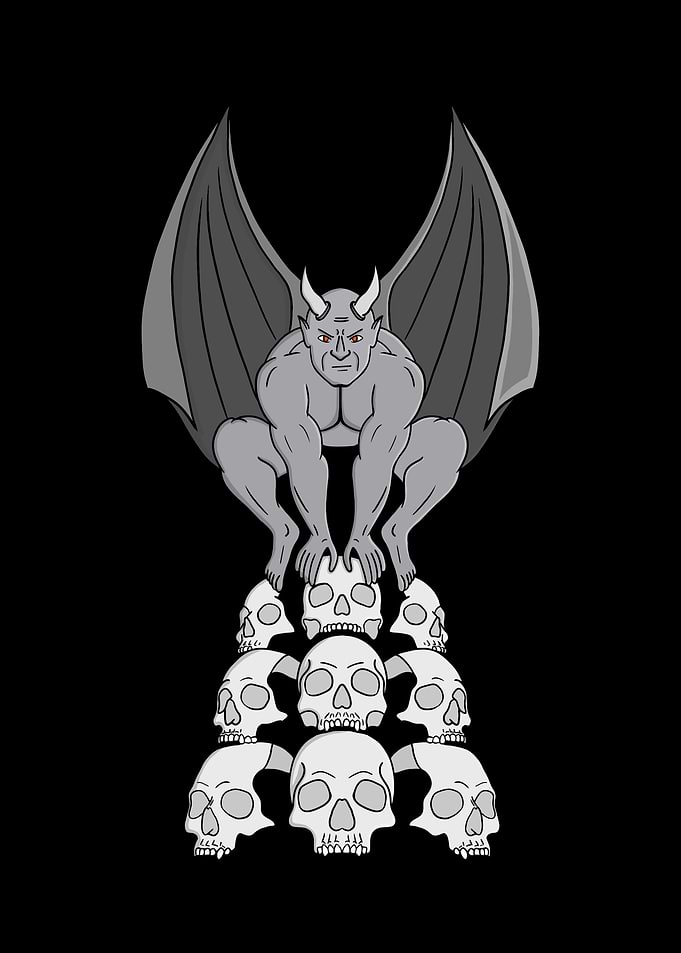 Gargoyle atop a skull pile