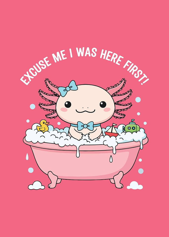 Axolotl in Bathtub Illustration
