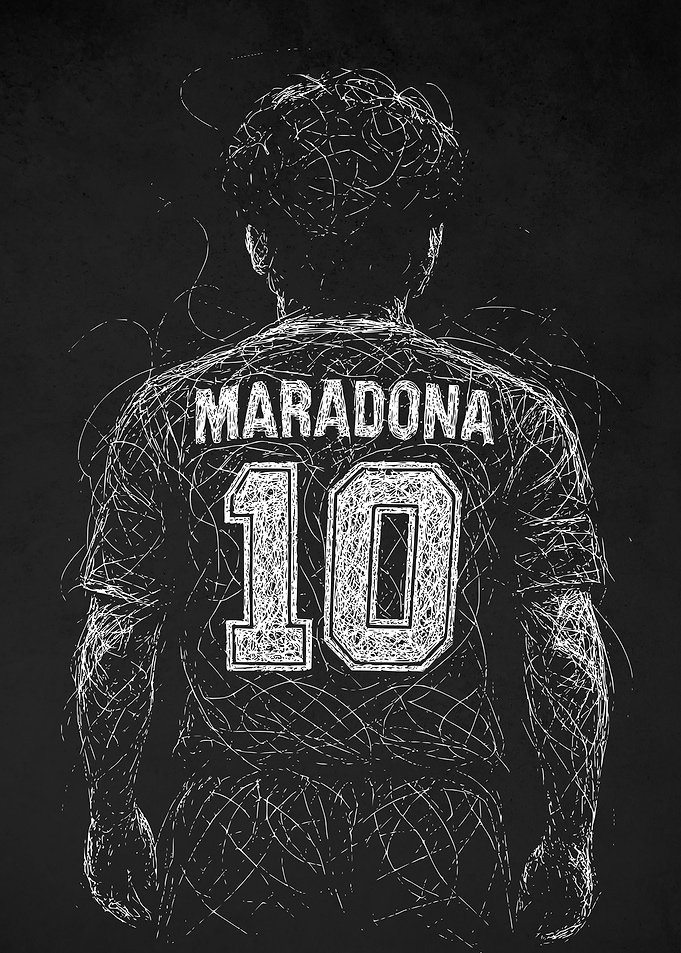 Diego Maradona Back No 10 Scribble Art