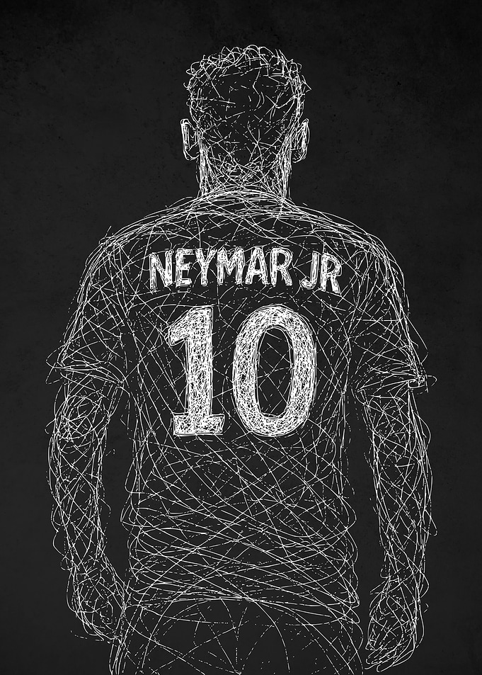 Neymar Jr. Back No 10 Scribble Art