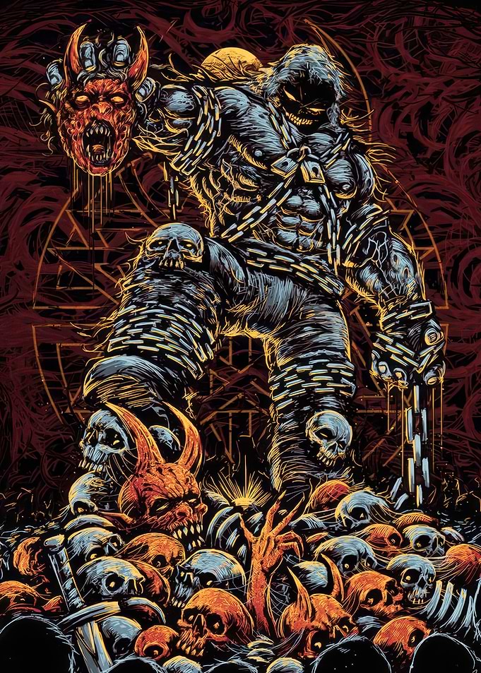 Chained Monster with Demon Head