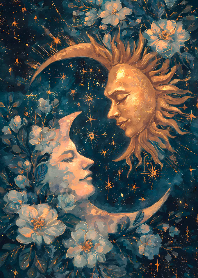 Sun and Moon Floral Embrace