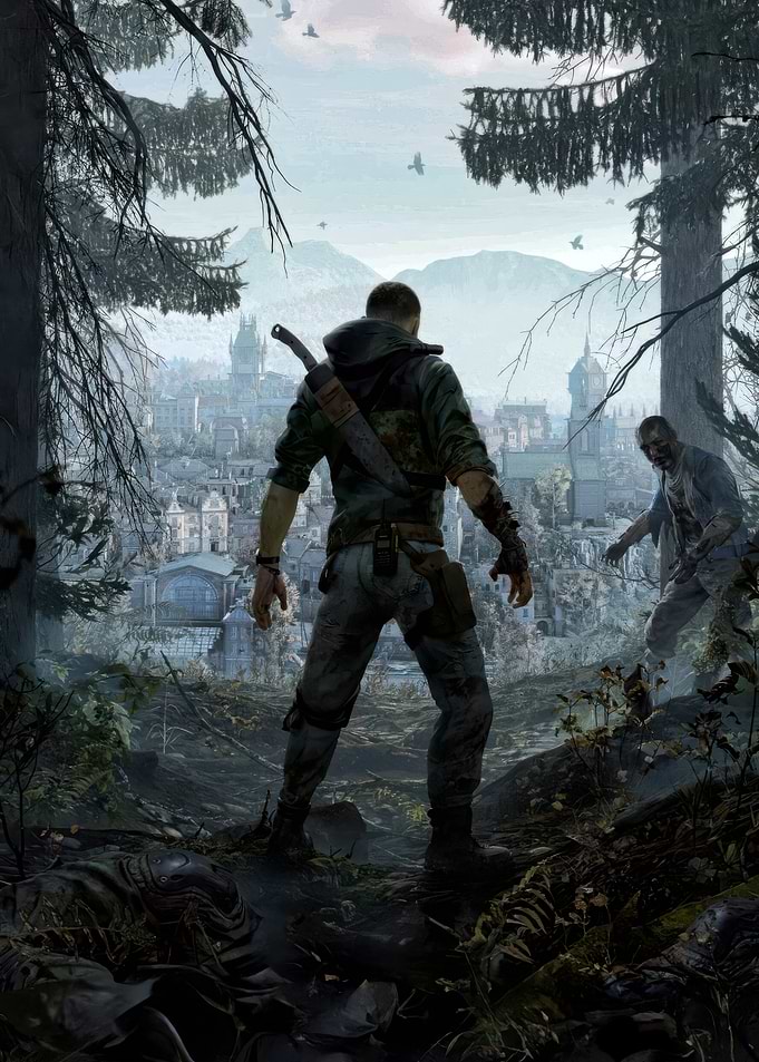 Man facing zombie apocalypse in city