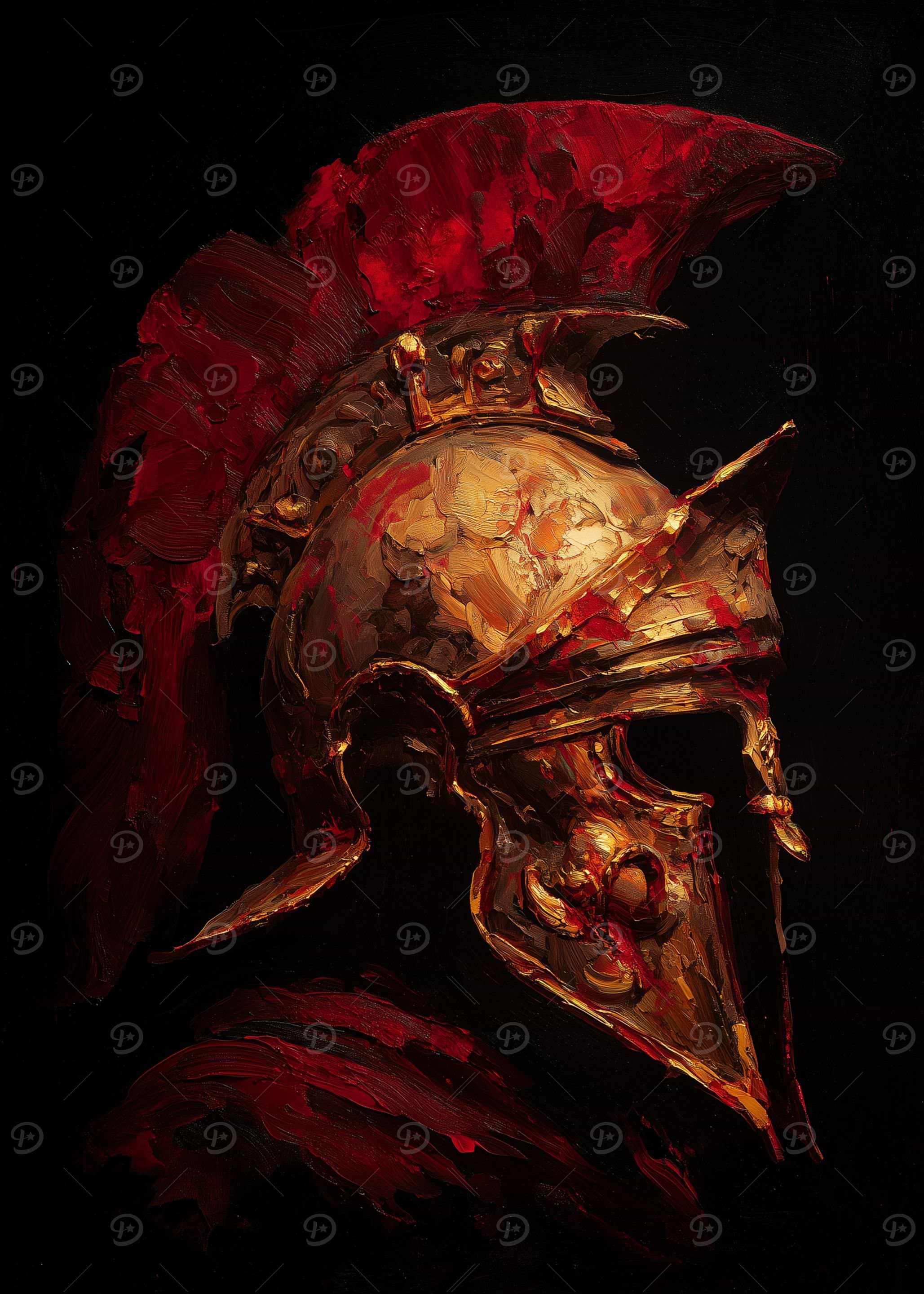 Spartan Helmet Oil Painting