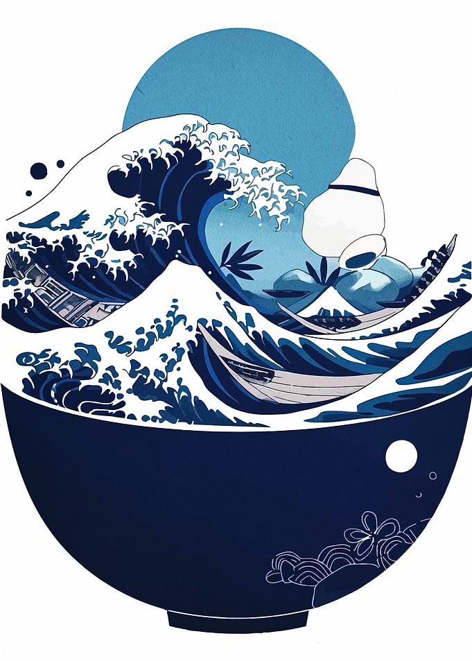 Ramen Bowl with Great Wave Kanagawa