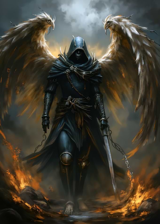 Winged Warrior in Dark Armor