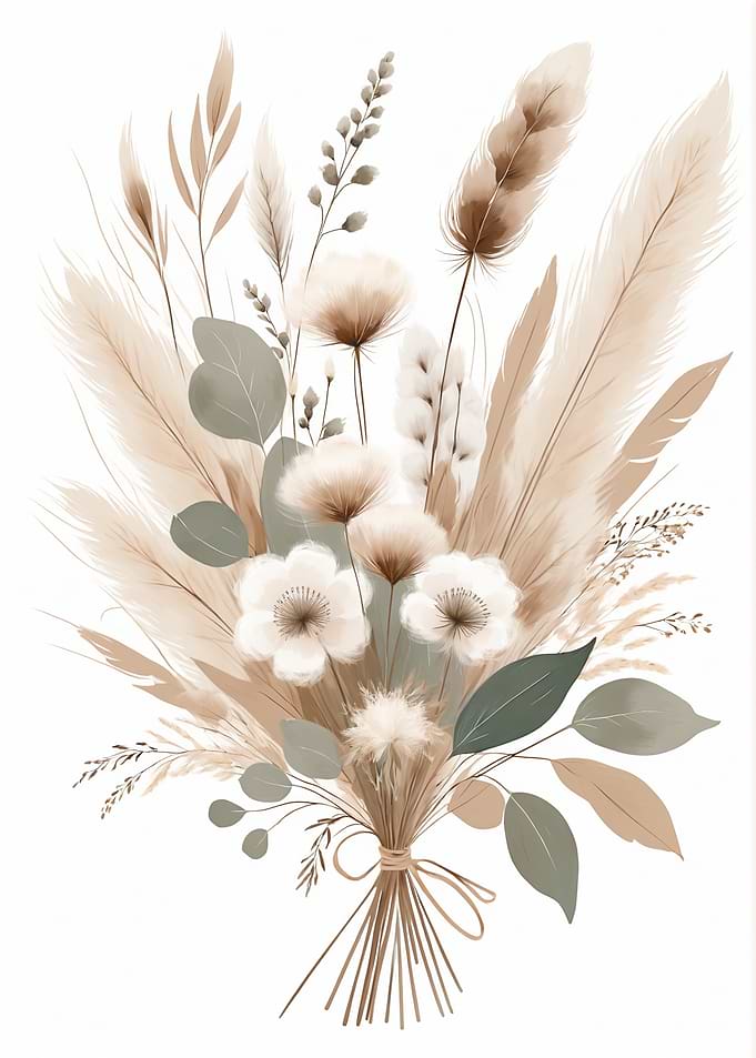 Neutral Floral Bouquet Illustration