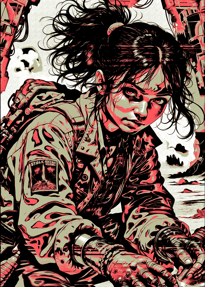 Stylized Portrait of a Soldier Girl