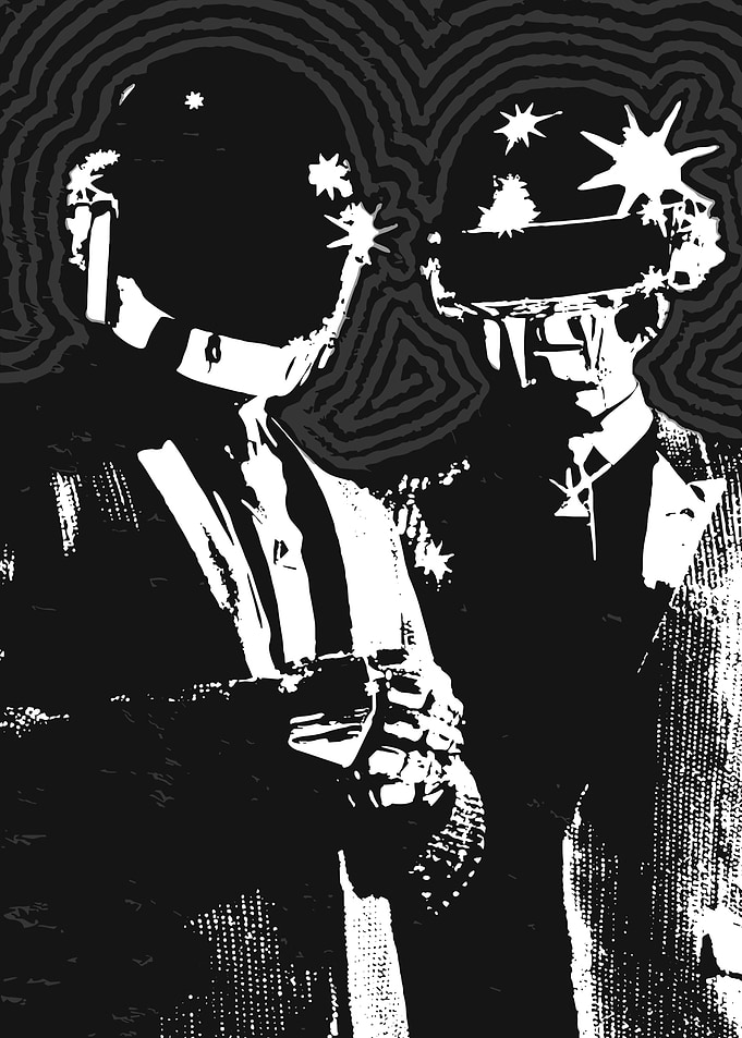 Daft Punk Black and White Art