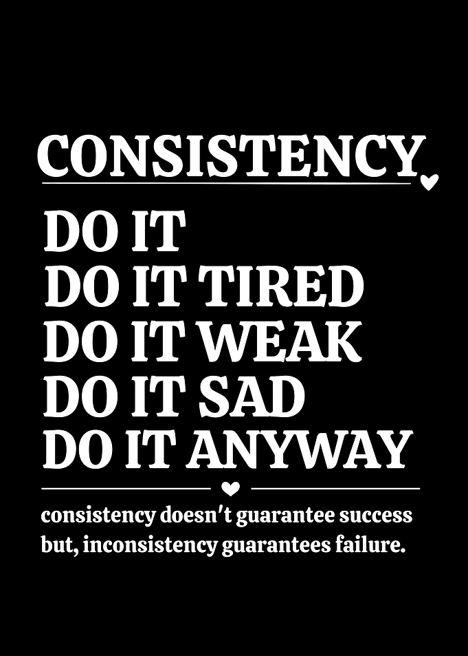 Motivational Consistency Quote on Black Background