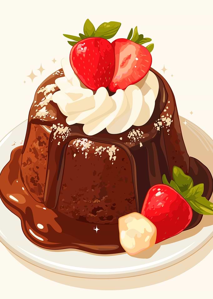 Chocolate Cake with Strawberries and Cream
