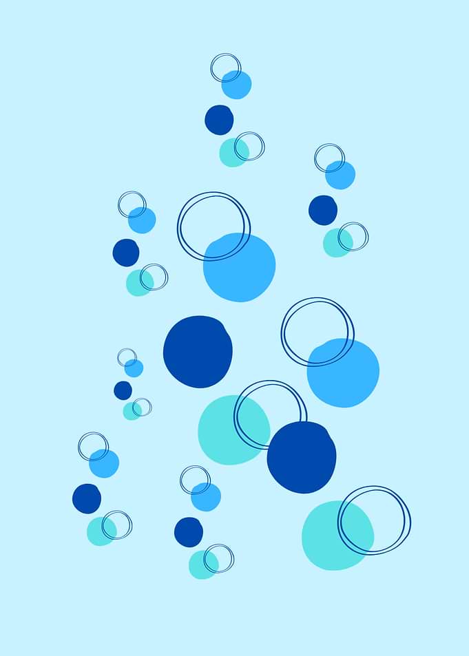 Abstract Blue Circles and Rings Pattern