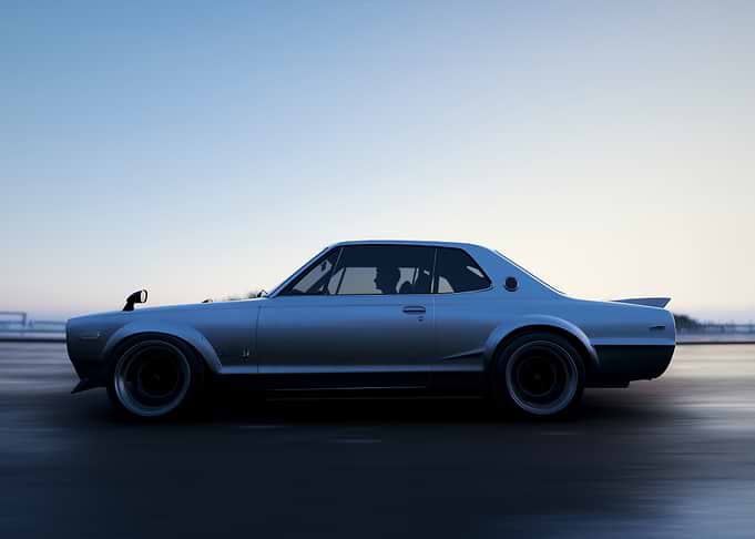 Silver Nissan Skyline Hakosuka on Road