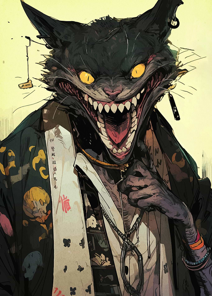Anthropomorphic Cat in Kimono