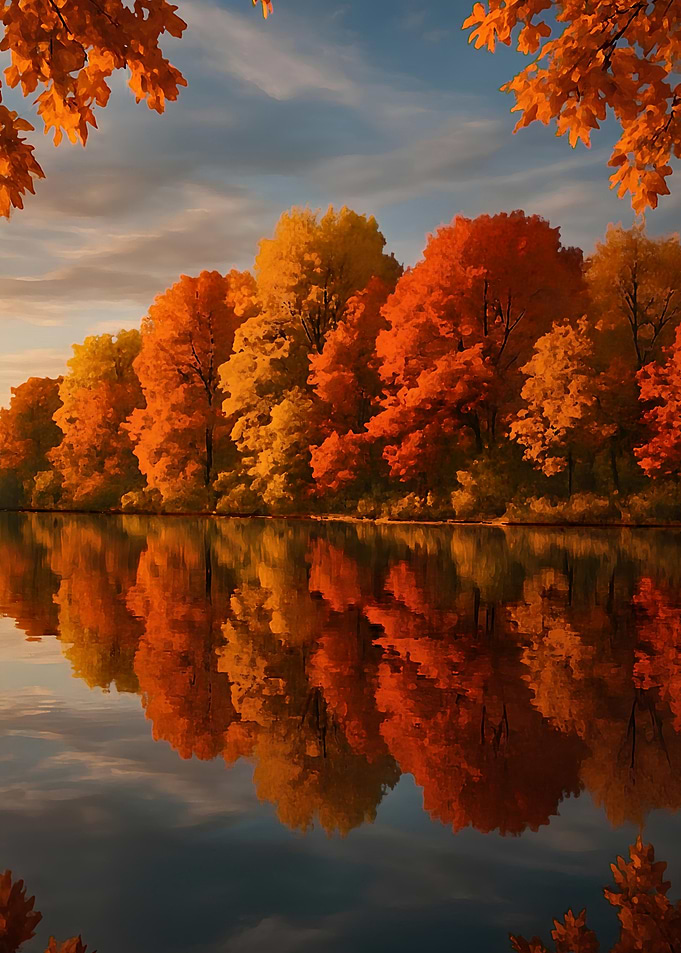 Autumn Trees Reflected in Water