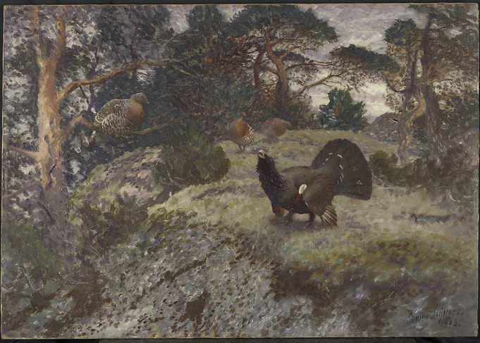 Grouse in Forest Painting