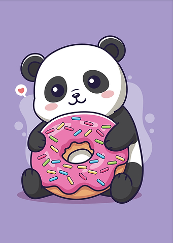 Cute Panda with Donut Illustration
