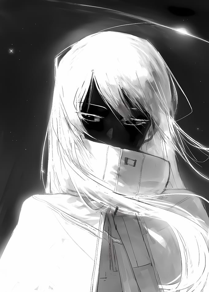 Monochrome Anime Character Portrait
