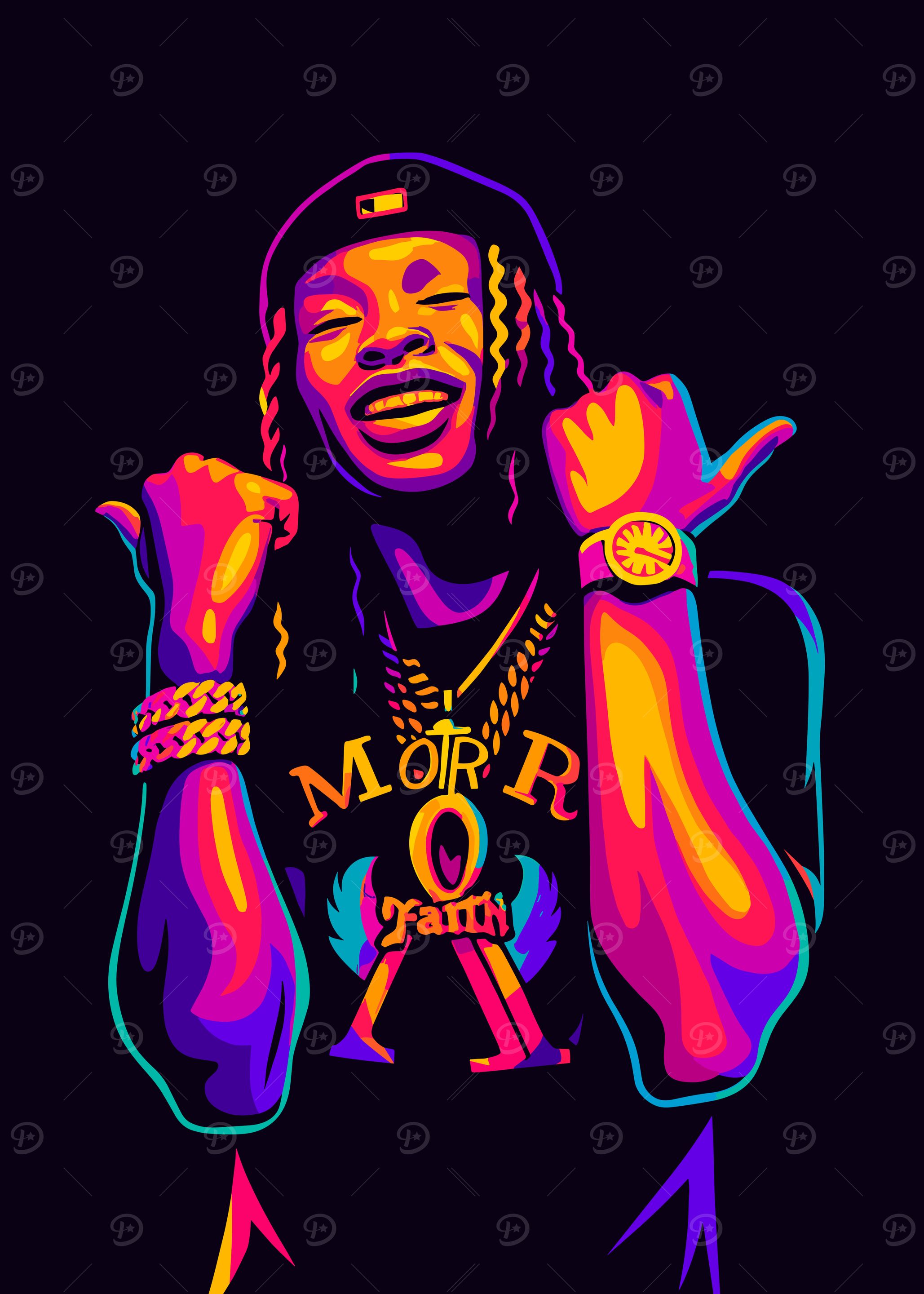 King Von Colorful Portrait