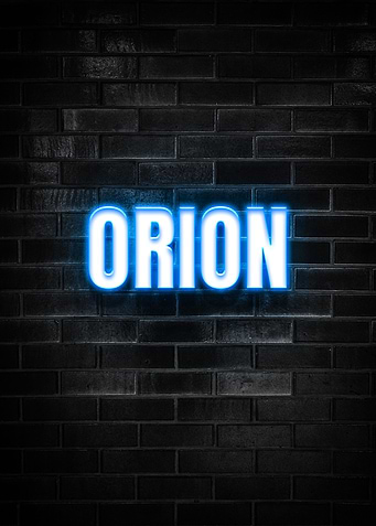 Orion Neon Sign on Brick Wall