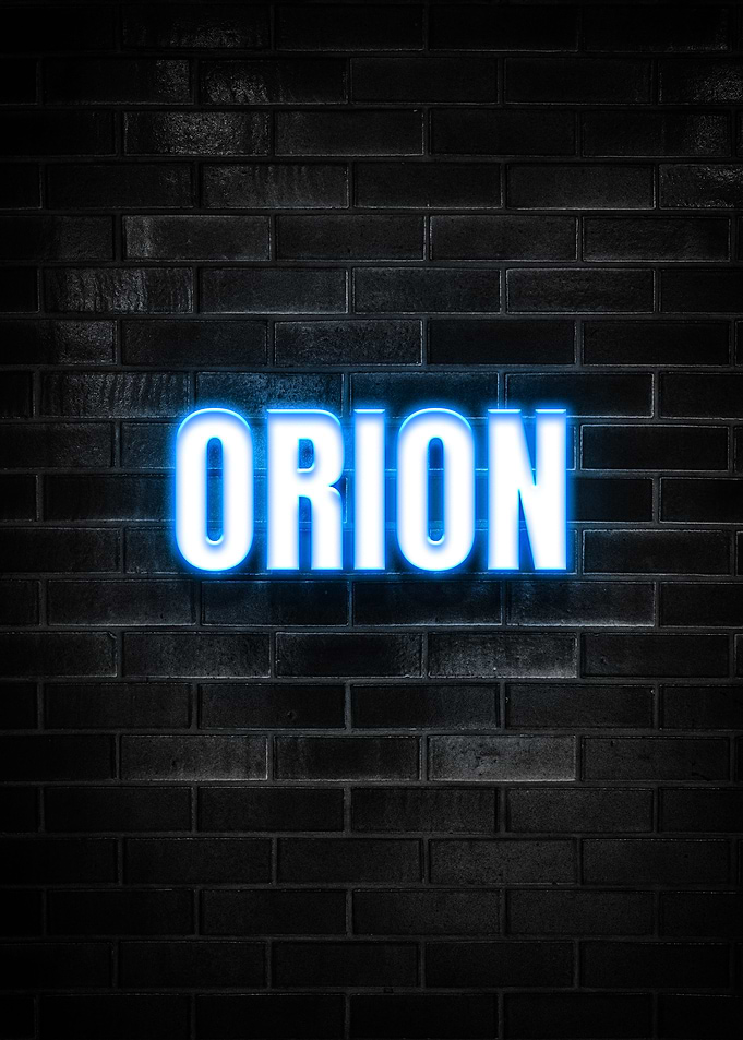 Orion Neon Sign on Brick Wall