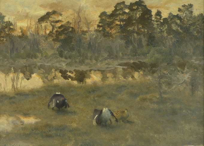 Ducks in a Marsh Landscape Painting
