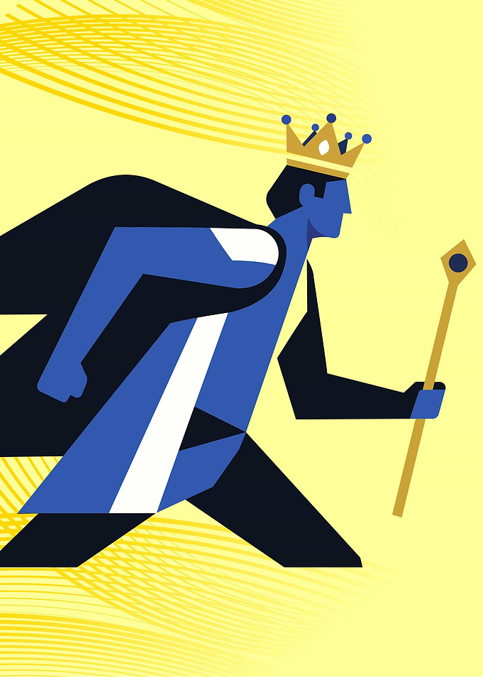 Running King with Scepter Illustration