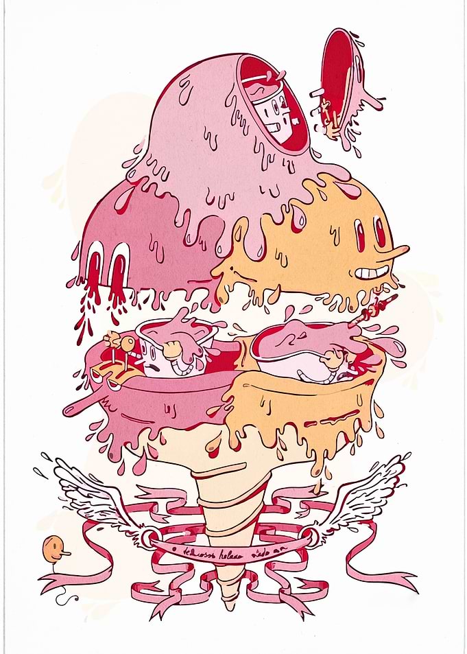 Deconstructed Ice Cream Cone Illustration