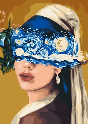 Girl with Pearl Earring a Starry Night Blindfold