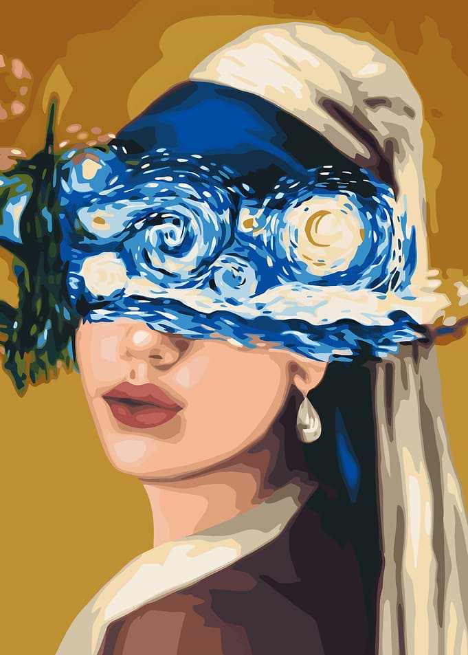 Girl with Pearl Earring a Starry Night Blindfold