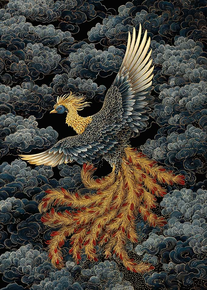 Phoenix Rising Amidst Clouds