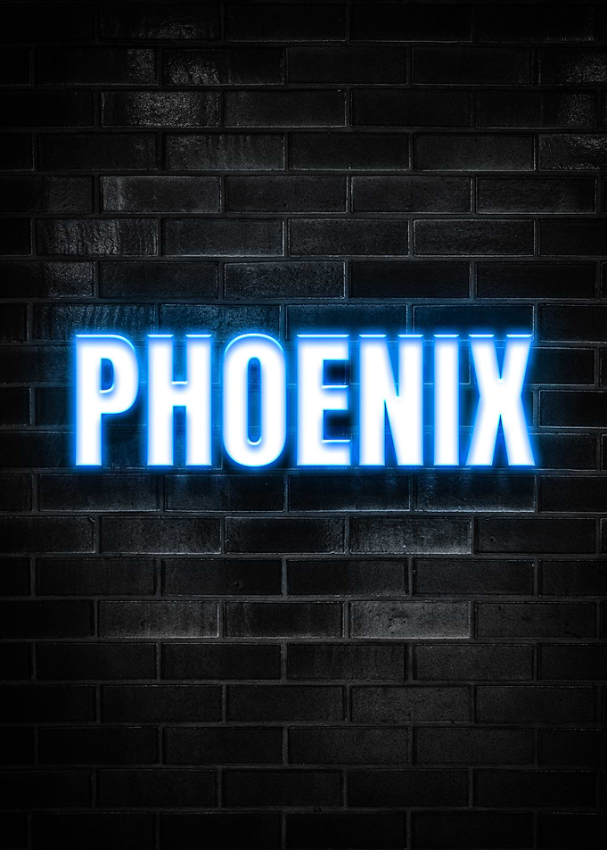 Phoenix Neon Sign on Brick Wall