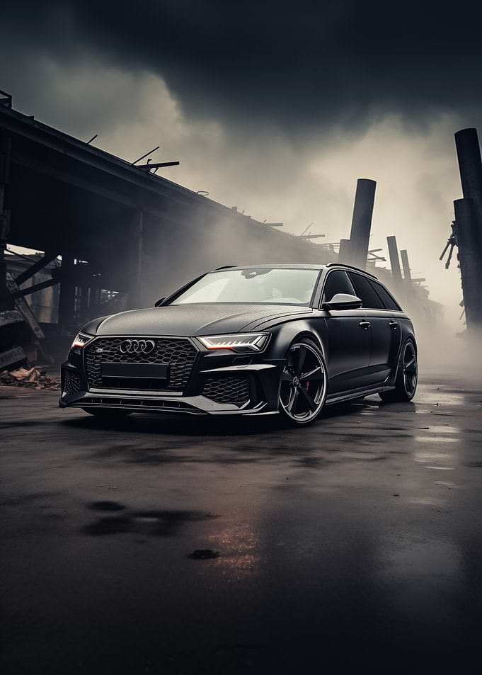 Black Audi RS6 in Ruins