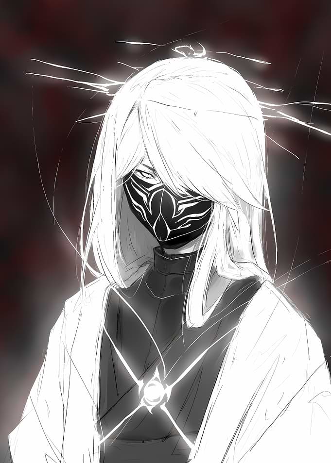 Masked Figure with Glowing Energy