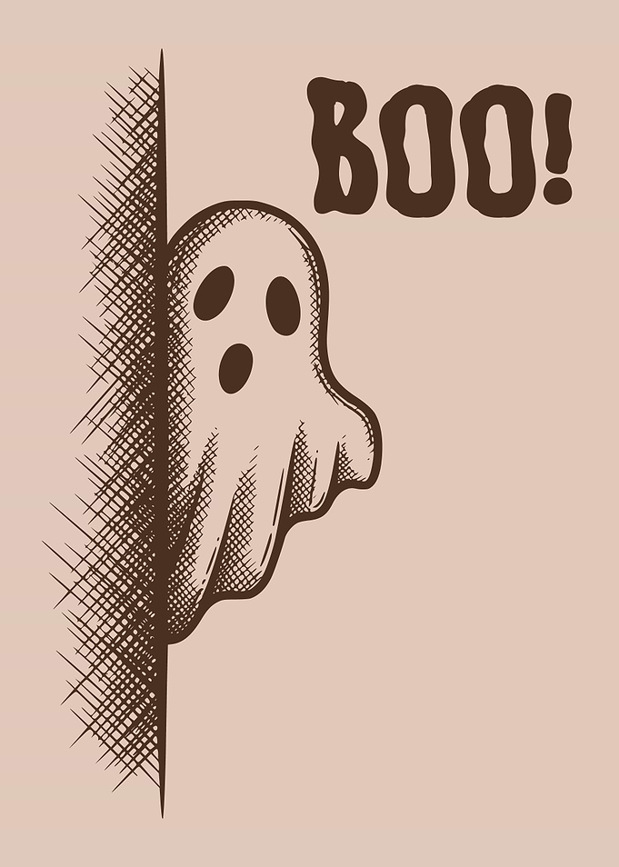 Boo! Ghostly Surprise Peeking Ghost