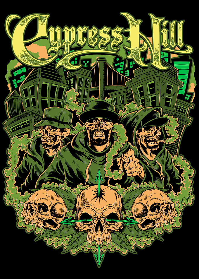 Cypress Hill Skull Cityscape Art