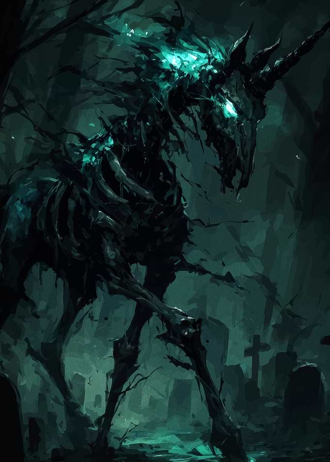 Undead Unicorn in Graveyard