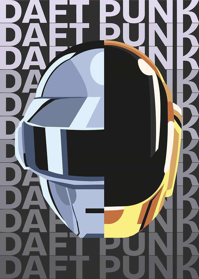 Daft Punk Helmets Split Graphic