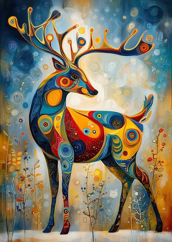 Abstract Deer – Surreal Festive Decorative Animal Art