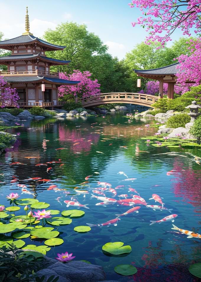Japanese Garden with Koi Pond