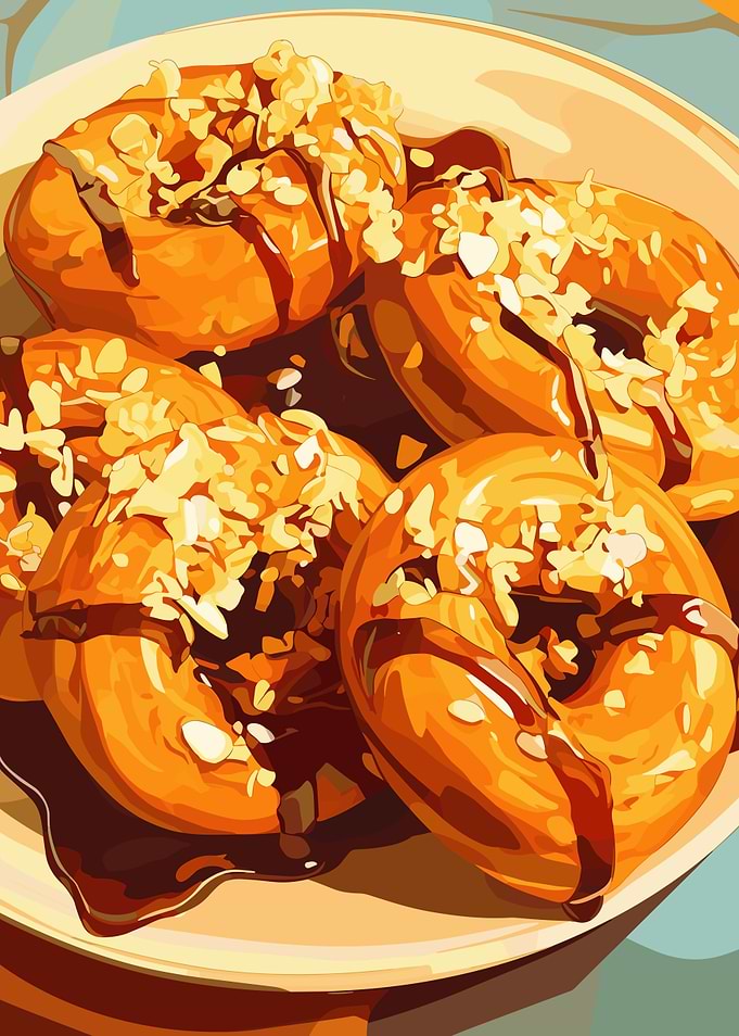 Delicious Donuts with Chocolate and Nuts